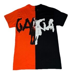 Lady Gaga T Shirt S Split Orange Black Mayhem Ball Tour Merch NEW *hole